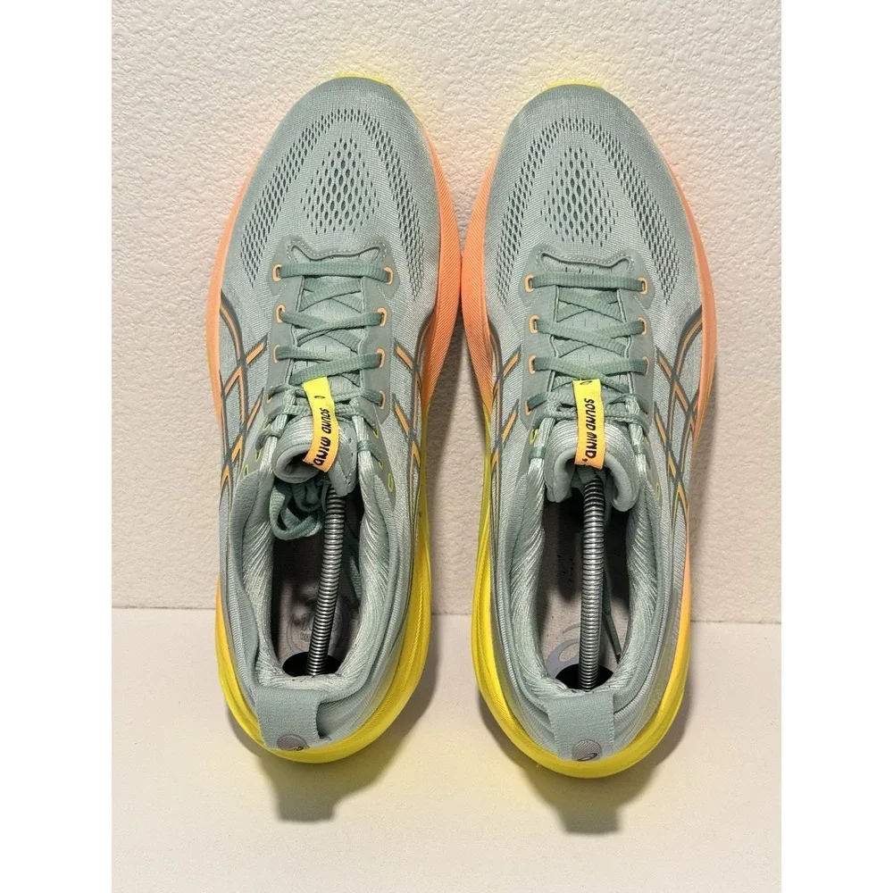 Asics Gel Kayano 31 Paris Running Shoe Mens Sz 13 Light Celadon Safety Yellow